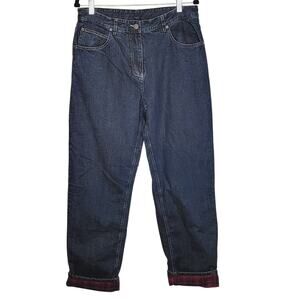 Woolrich Women's Red Plaid Flannel Lined Straight Leg High Rise Jeans Size 10